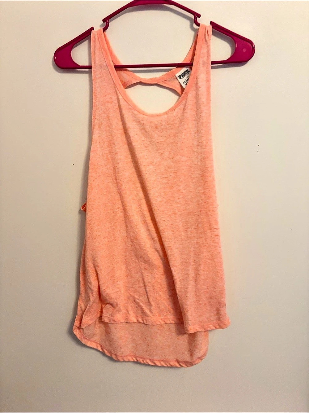 PINK Racerback Tank Top in Orange Size large